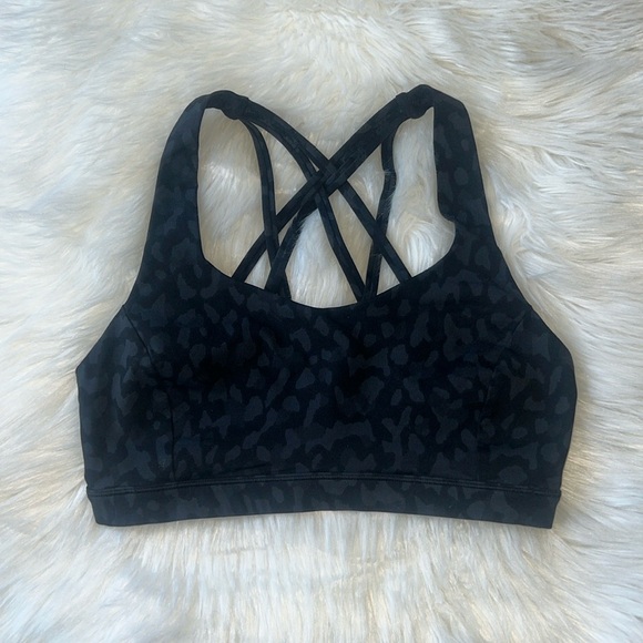 LULULEMON ATHLETICA ANINAL PRINT BLACK SPORTS BRA 6 - Picture 1 of 7
